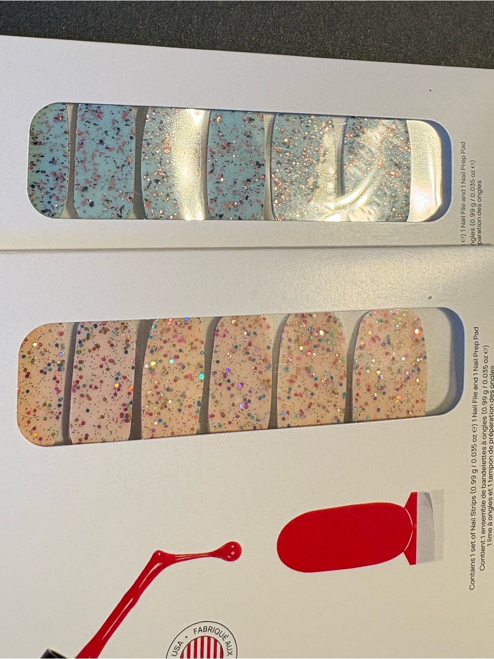 Spring 2026 Glitter Nail Polish Strips Duo Pack — Blue & Beige Sparkle